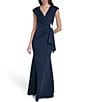 Eliza J Cap Sleeve V-Neck Front Drape Gown - Image 1