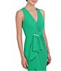 Color:Green - Image 3 - Crepe V-Neck Sleeveless Wrap Cascading Ruffle Gown