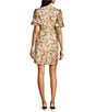 Eliza J Embroidered V-Neck Short Puff Sleeve Fit and Flare Dress, Color:Multi - Image 2