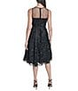 Eliza J Floral 3D Mesh Applique Illusion Beaded Neck A-Line Midi Dress, Color:Black - Image 2