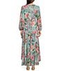 Color:Mint - Image 2 - Floral Metallic Surplice V-Neck Long Sleeve High-Low Wrap Maxi Dress