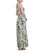 Color:Mint - Image 3 - Floral Print Chiffon Twist Halter Neck Sleeveless Tie Waist Maxi Dress