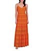 Eliza J Lace V-Neck Sleeveless Tiered Maxi Dress, Color:Orange - Image 1