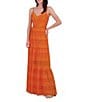 Eliza J Lace V-Neck Sleeveless Tiered Maxi Dress, Color:Orange - Image 3