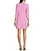Color:Pink - Image 2 - 3/4 Sleeve Collared Jacket Blazer Dress