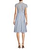 Color:Periwinkle - Image 2 - Lace Cap Sleeve Scalloped V-Neck Illusion Back A-Line Dress