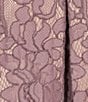 Color:Lavender - Image 3 - Lace Cap Sleeve Scalloped V-Neck Illusion Back A-Line Dress