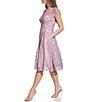 Color:Lavender - Image 5 - Lace Cap Sleeve Scalloped V-Neck Illusion Back A-Line Dress