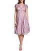 Color:Lavender - Image 6 - Lace Cap Sleeve Scalloped V-Neck Illusion Back A-Line Dress