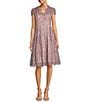 Color:Lavender - Image 1 - Lace Cap Sleeve Scalloped V-Neck Illusion Back A-Line Dress