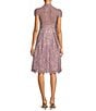 Color:Lavender - Image 2 - Lace Cap Sleeve Scalloped V-Neck Illusion Back A-Line Dress
