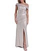 Eliza J Off the Shoulder Foil Knit Column Gown - Image 1