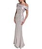 Eliza J Off the Shoulder Foil Knit Column Gown - Image 3