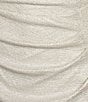 Eliza J Off-the-Shoulder Short Sleeve Side Ruched Foiled Knit Sheath Gown, Color:Champagne - Image 5