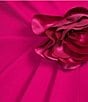 Color:Hot Pink - Image 3 - Petite Size Long Sleeve V-Neck Organza Flower Wrap Tuxedo Dress