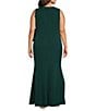 Eliza J Plus Size Laguna Crepe Crew Neck Sleeveless Ruffle Bow Gown, Color:Hunter - Image 2
