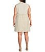 Eliza J Plus Size Notch Collar Stretch Crepe Boucle A-Line Dress, Color:Ivory - Image 2