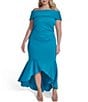 Eliza J Plus Size Off The Shoulder Side Ruched High Low Dress - Image 1