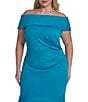 Eliza J Plus Size Off The Shoulder Side Ruched High Low Dress - Image 4