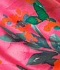 Color:Hot Pink - Image 3 - Plus Size One Shoulder Sleeveless Ruffle Hem Floral Satin Midi Dress