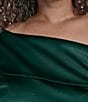 Eliza J Plus Size Satin Off The Shoulder Sleeveless Side Tucks Gown, Color:Hunter - Image 4