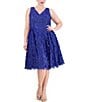 Color:Cobalt - Image 1 - Plus Size Sleeveless V-Neck 3D Floral Fit And Flare Dress