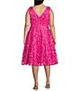 Color:Fuchsia - Image 2 - Plus Size Sleeveless V-Neck Floral Fit and Flare Dress