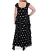 Eliza J Plus Size V Neck Flutter Sleeve Polka Dot Asymmetrical Ruffle Gown - Image 2