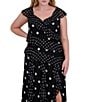 Eliza J Plus Size V Neck Flutter Sleeve Polka Dot Asymmetrical Ruffle Gown - Image 4