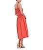Color:Coral - Image 4 - Poplin Ruched Square Neck Sleeveless Midi Sun Dress