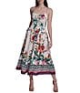 Eliza J Printed Ruched Front Midi Dress - Image 1