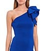 Color:Cobalt - Image 3 - One Shoulder Ruffle Cap Sleeve 3D Scuba Sheath Dress