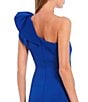 Color:Cobalt - Image 4 - One Shoulder Ruffle Cap Sleeve 3D Scuba Sheath Dress