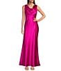 Eliza J Satin Cowl Drape Long Dress - Image 1