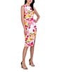 Eliza J Scuba Crepe Floral Print Boat Neck Cap Sleeve Sheath Midi Dress, Color:Pink Multi - Image 3
