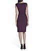 Eliza J Sequin Crew Neck Cap Sleeve Side Tuck Side Beading Sheath Dress, Color:Plum - Image 2