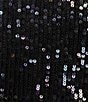 Color:Black Multi - Image 3 - Sequin Mock Neck Sleeveless Blouson Feather Trim Sheath Dress