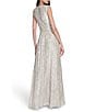 Eliza J Sleeveless V-Neck Twist Waist Sequin Gown, Color:Silver - Image 2