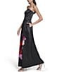 Eliza J Strapless Mikado Floral Print Strapless Gown, Color:Black Multi - Image 3