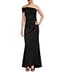 Color:Black - Image 1 - Stretch Off-the-Shoulder Sleeveless Gown