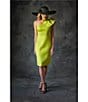 Color:Lime - Image 3 - Stretch Ruffle One Shoulder Sleeveless Sheath Dress