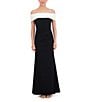 Color:Black White - Image 1 - Stretch Scuba Crepe Pearl Embellished Off-The-Shoulder Sleeveless Mermaid Gown