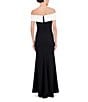 Color:Black White - Image 2 - Stretch Scuba Crepe Pearl Embellished Off-The-Shoulder Sleeveless Mermaid Gown