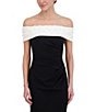Color:Black White - Image 5 - Stretch Scuba Crepe Pearl Embellished Off-The-Shoulder Sleeveless Mermaid Gown