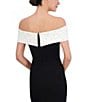 Color:Black White - Image 6 - Stretch Scuba Crepe Pearl Embellished Off-The-Shoulder Sleeveless Mermaid Gown