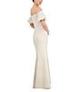 Color:Champagne - Image 4 - Stretch Scuba Pearl Embellished Short Puff Sleeve Off-The-Shoulder Mermaid Gown