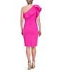 Color:Hot Pink - Image 2 - Stretch Scuba Ruffle One Shoulder Sleeveless Sheath Dress