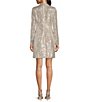 Color:Silver - Image 2 - Stretch Sequin Long Sleeve Shaw Lapel Tuxedo Dress