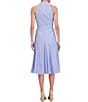 Color:Blue White - Image 2 - Stripe Print Halter Neck Sleeveless Belted Shirt Dress