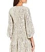 Color:Silver - Image 4 - V-Neck 3/4 Balloon Sleeve Sequin Tiered Trapeze Dress